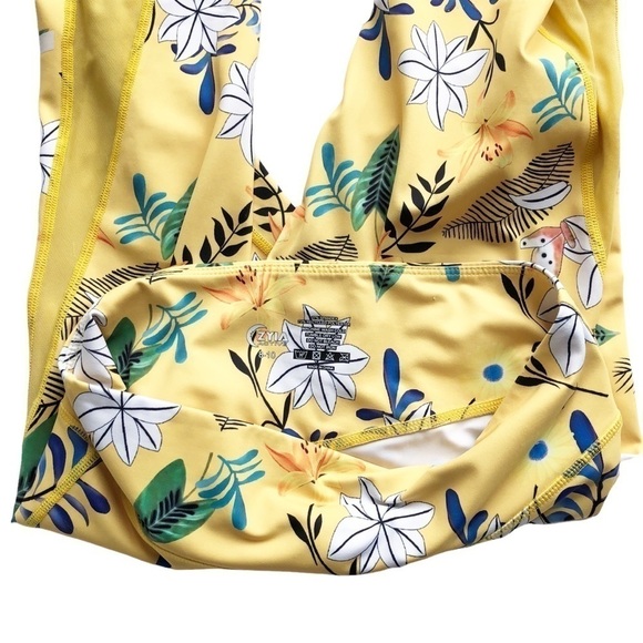 Zyia Reflective Light n Tight High Rise Leggings Yellow Floral 8/10 - Picture 9 of 13